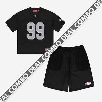 TOUCHDOWN MESH JERSEY BLACK + REVERSIBLE TOUCHDOWN MESH SHORTS TOUCHDOWN MESH JERSEY BLACK + REVERSIBLE TOUCHDOWN MESH SHORTS