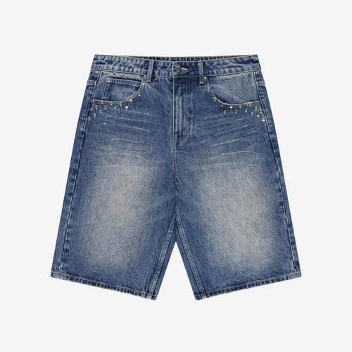 STUDDED JORTS WASHED BLUE STUDDED JORTS WASHED BLUE